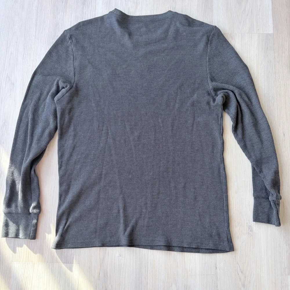 US Polo Assn Mens Sleepwear Thermal Shirt Gray Waffle‎ Knit Long Sleeve Large